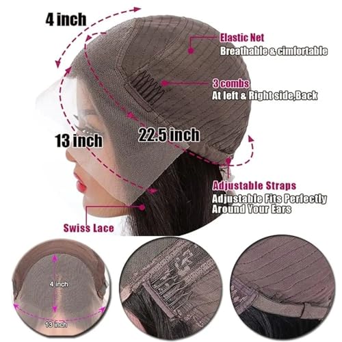 Kinky Straight 180 Density 13x4 Transparent Lace Front Human Hair Wig for Black Women 20 Inch - Image 2