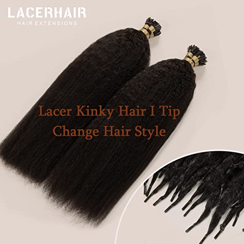 Kinky Straight I Tip Hair Extensions Natural Black 50 Strands 16 Inch 50 Gram - Image 5