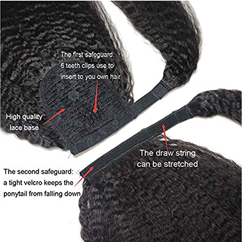 Kinky Straight Ponytail Extension Human Hair Ponytail Extension For Black Women Clip In Ponytail Hair Extensions Wrap Around Long Ponytail 10"inch 100g - Image 5