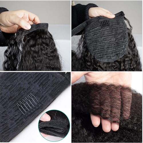 Kinky Straight Ponytail Extension Human Hair Ponytail Extension For Black Women Clip In Ponytail Hair Extensions Wrap Around Long Ponytail 10"inch 100g - Image 6
