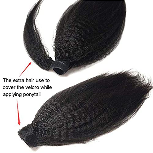 Kinky Straight Ponytail Extension Human Hair Ponytail Extension For Black Women Clip In Ponytail Hair Extensions Wrap Around Long Ponytail 10"inch 100g - Image 3