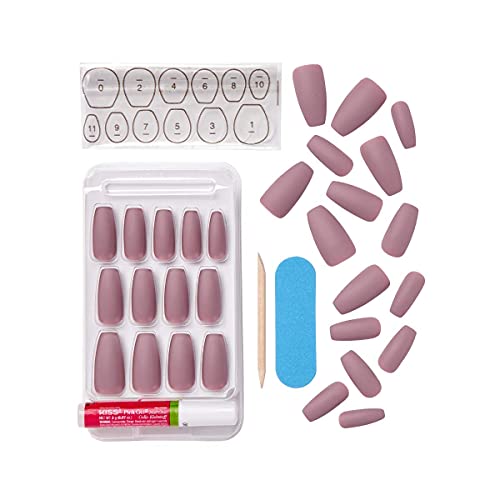 KISS Gel Fantasy Ready-to-Wear Press-On Gel Nails, “Stick Together”, Long, Dark Pink, Nail Kit with 24 Mega Adhesive Tabs, Pink Gel Glue, Manicure Stick, Mini File, and 28 Fake Nails - Image 4