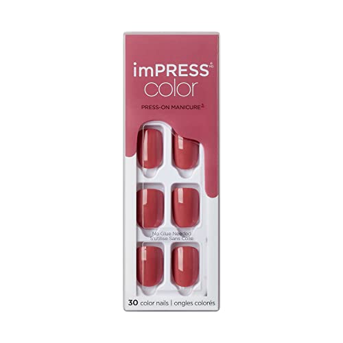 KISS imPRESS Color Polish-Free Solid Color Press-On Nails, PureFit Technology, Short Length, Platonic Pink', Includes Prep Pad, Mini Nail File, Cuticle Stick and 30 Fake Nails (Pack of 2) - Image 2