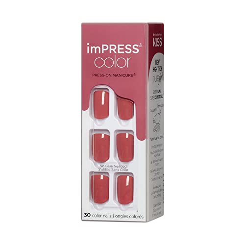 KISS imPRESS Color Polish-Free Solid Color Press-On Nails, PureFit Technology, Short Length, Platonic Pink', Includes Prep Pad, Mini Nail File, Cuticle Stick and 30 Fake Nails (Pack of 2) - Image 5