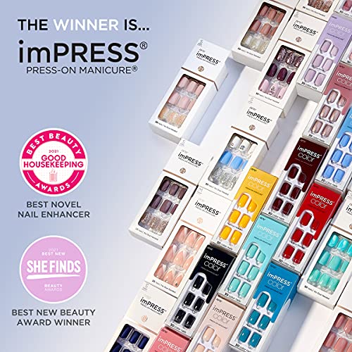 KISS imPRESS No Glue Mani Press On Nails, Color, 'I'm Not a Cinna', Red, Short Size, Squoval Shape, Includes 30 Nails, Prep Pad, Instructions Sheet, 1 Manicure Stick, 1 Mini File - Image 8