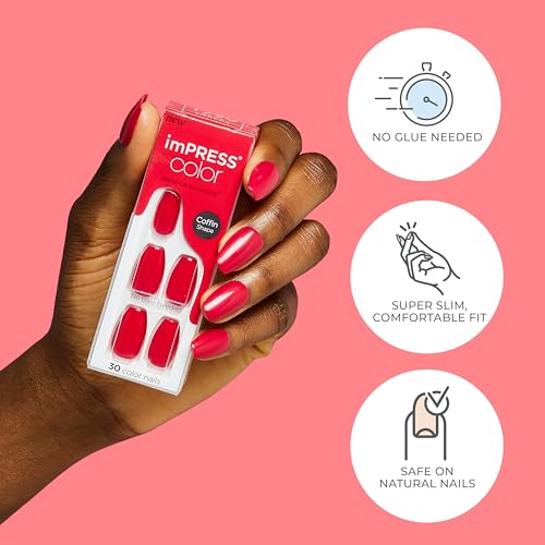KISS imPRESS Short Squoval Latte Beige Press On Nails 30 Count Set - Image 6