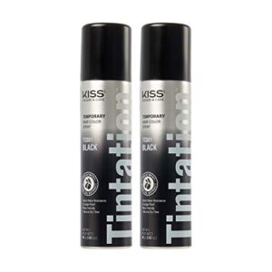 Kiss Root Cover Up Spray 2 Pack Black 2.82 Oz Each Hair Color Solution
