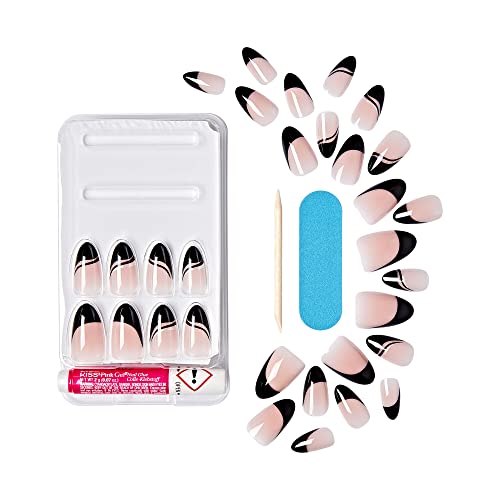 Voguish Fantasy Press On Nails Black Almond Shape Medium Size 28 Count - Image 9