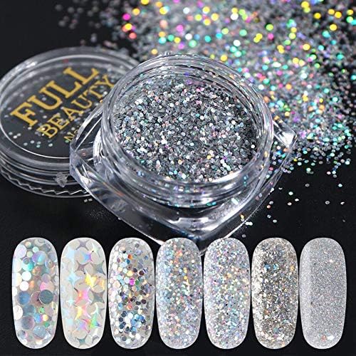 KISSBUTY Holographic Nail Art Glitter Kit 8 Boxes Shining Sequins Flakes - Image 2