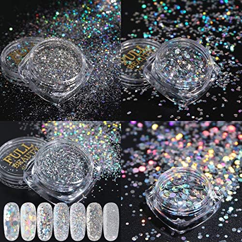 KISSBUTY Holographic Nail Art Glitter Kit 8 Boxes Shining Sequins Flakes - Image 5