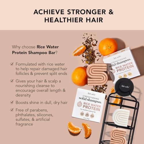 Kitsch Rice Water Shampoo Bar for Hair Growth | Vegan & All Natural Hair Growth Shampoo Bar | Made in US | Rice Shampoo Bar for Strengthening Weak or Damaged Hair | Paraben Free | Sulfate Free, 3.2oz - Image 3