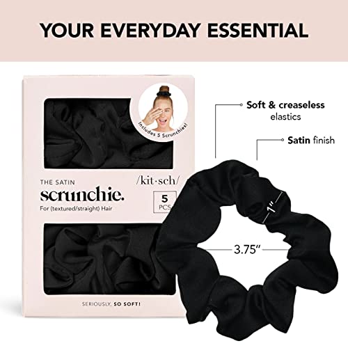Kitsch Satin Scrunchies for Women and 2-in-1 Double Sided Hair Brush Cleaner Tool Set - Image 2