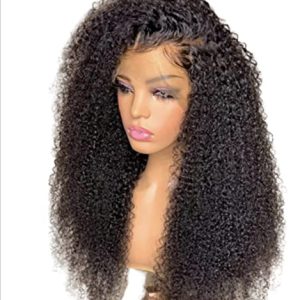 Kizzy’s Kinky Curly Lace Front Wig 100% Unprocessed Human Hair 13x4 HD Lace Frontal Wigs for Black Women 200% Density Deep Curly Lace Front Wigs 100% Human Hair Natural Color (Black). (20", Natural Color)