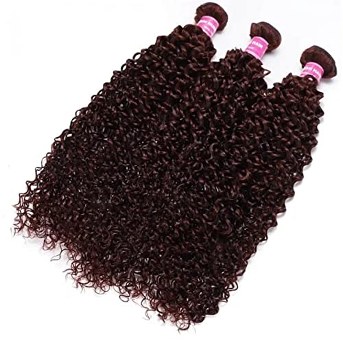 KLAIYI 18 Inch Reddish Brown Curly Human Hair Weave Bundles for Sew-In Extensions 12A Grade - Image 7