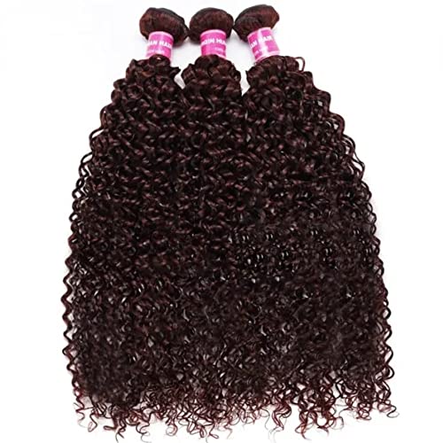 KLAIYI 18 Inch Reddish Brown Curly Human Hair Weave Bundles for Sew-In Extensions 12A Grade - Image 9