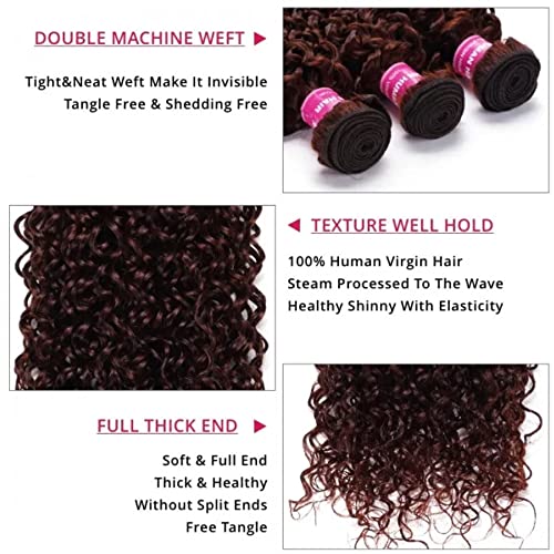 KLAIYI 18 Inch Reddish Brown Curly Human Hair Weave Bundles for Sew-In Extensions 12A Grade - Image 5