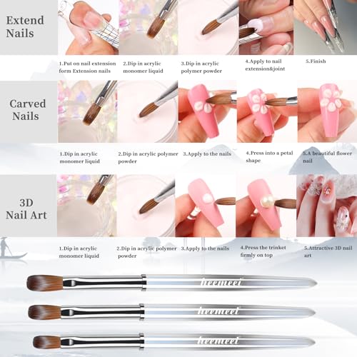 Kolinsky Acrylic Nail Brush Size 8, Nail Brushes for Acrylic Application, Acrylic Powder Brush for Nail Art, Nail Acrylic Brush for Professional Manicure DIY Home Salon (8#)………… - Image 4