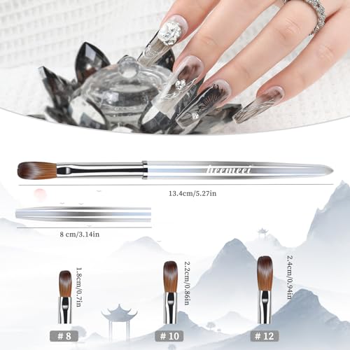Kolinsky Acrylic Nail Brush Size 8, Nail Brushes for Acrylic Application, Acrylic Powder Brush for Nail Art, Nail Acrylic Brush for Professional Manicure DIY Home Salon (8#)………… - Image 5