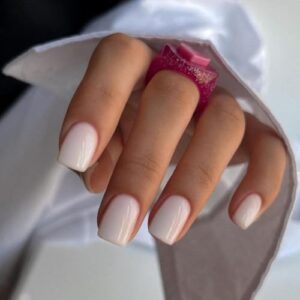 KQueenest 24 Pcs Short White Solid Color Reusable Acrylic Press-On Nail Kit