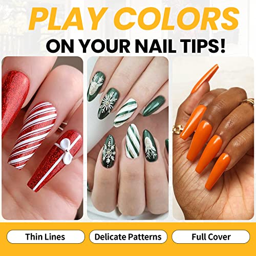 Kredioo Gel Liner Nail Art Polish, Christmas 12 Colors Soak off Polishes Kit for Fall Winter New Year Nails Designs UV Lamp Needed Salon Gel Polish with Thin Brush - Image 3
