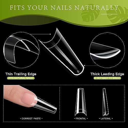 krofaue Coffin Nail Tips - Half Cover Nail Tips 240PCS Soft Gel Nail Tips Professional Clear Nail Tips 12 Sizes Ballerina False Fake Style Manicure with Box for Nail Tips Art Salons and Home DIY - Image 6