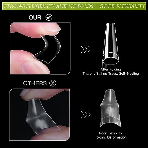 krofaue Coffin Nail Tips - Half Cover Nail Tips 240PCS Soft Gel Nail Tips Professional Clear Nail Tips 12 Sizes Ballerina False Fake Style Manicure with Box for Nail Tips Art Salons and Home DIY - Image 5