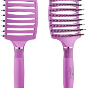 KTKUDY Wet Dry Detangling Hair Brush Boar Bristles All Ages Medium Size