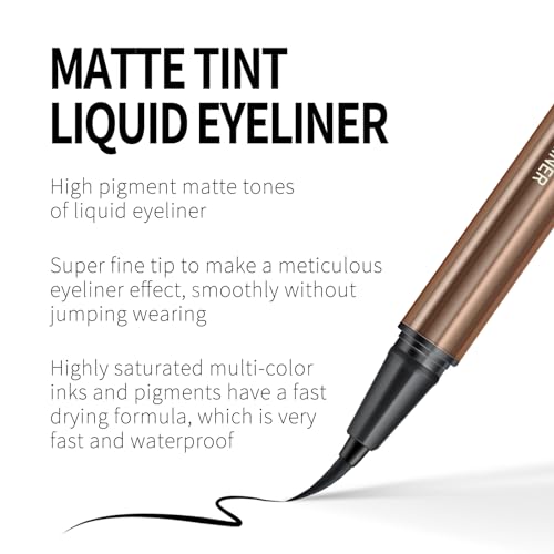 KYDA 2 Pcs Black Liquid Eyeliner, Natural Matte Tint, Ultra Fine Tip, Lasting Pigment Eyeliner Pencil, Silky Smooth Formula, Quick Drying - Image 2