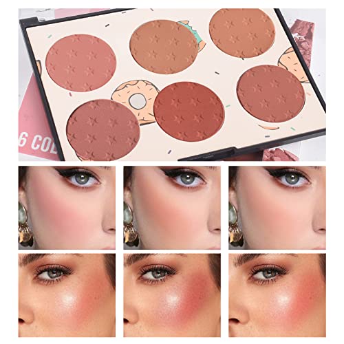 KYDA 6 Colors Face Blush Palette, Matte Shimmer Blush Palette, Smooth Blendable Powder Blush, Contour Highlighter Blush Multiuse Makeup Palette, by Ownest Beauty-Set A - Image 3