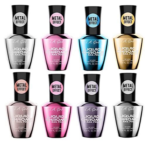 L.A.girl Liquid Chrome Nail Polish 0.47 FL OZ- 8 Colors (Plated Pink) - Image 3