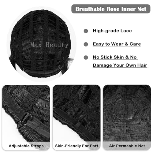LABEAUTÉ 28 inch Long Straight Black Cosplay Wig with Ponytail and Bangs, Heat Resistant Synthetic Fiber, Includes Wig Cap - Image 7