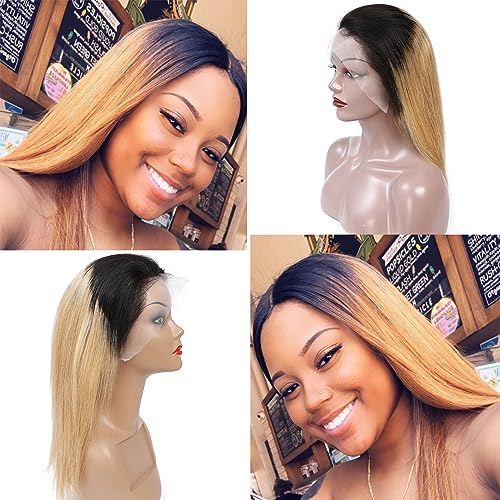 18 Inch Ombre 1B/27 Straight Lace Front Human Hair Wig 150% Density for Black Women - Image 3