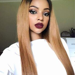 18 Inch Ombre 1B/27 Straight Lace Front Human Hair Wig 150% Density for Black Women