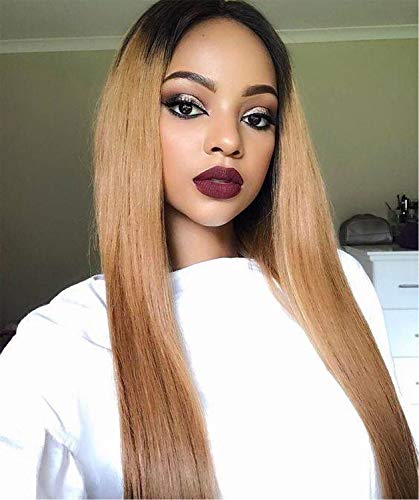 18 Inch Ombre 1B/27 Straight Lace Front Human Hair Wig 150% Density for Black Women