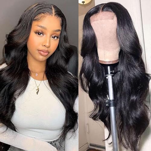 Lace Front Wigs Human Hair for Black Women Body Wave 4x4 Lace Closure Wigs Human Hair Pre Plucked 180% Density Brazilian Glueless Wigs Human Hair 16 Inch