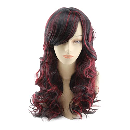 Lace Front Wigs Human Hair Pre Plucked Long Curly Female Long Hair Big Wavy Curly Hair Foreign Trade Border European and American Star Wig Wigs for Women Lace Front Red Wig