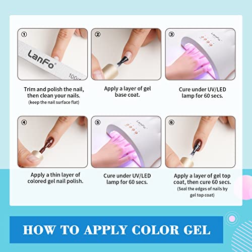 LanFo 6-Color Blue Glitter Gel Nail Polish Set for Home DIY Manicure - Image 7