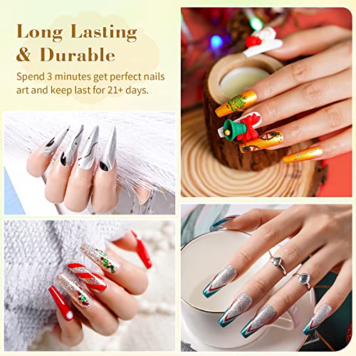 LanFo 6-Color Gel Nail Polish Kit including Black, White, and Glitter for Home Manicure - Image 4