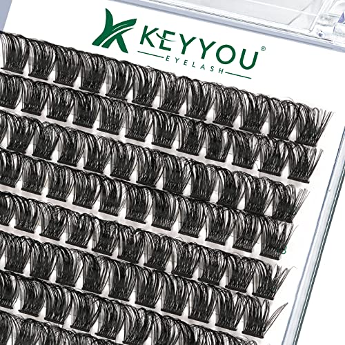 Lash Clusters,96 Pcs Cluster Lashes D Curl 18mm DIY Lash Extensions Eyelash Clusters,KEYYOU Volume Wispy Individual Lashes Soft&Comfortable Easy DIY at Home(Y06,D-18mm)