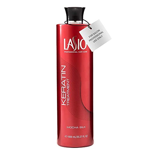 Lasio Keratin Treatment Mocha Silk 35.27 Fl. Oz. - Hydrated Frizz-free Hair Silk Serum, Infused with Cacao Oil, Reduce 90% of curls for 2b - 4c Hair, Fume Free