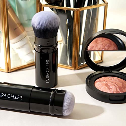 LAURA GELLER NEW YORK Baked Balance-n-Brighten Powder Foundation - Deep + Spackle Super-Size Skin Perfecting Makeup Primer - Ethereal Rose Glow + Retractable Airbrush Kabuki Brush - Image 7