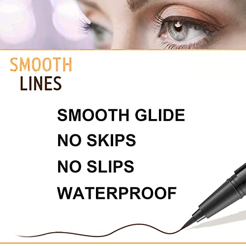LAVONE Brown Ultra-Fine Tip Liquid Waterproof Eyeliner, Quick Drying, Includes Hair Clips - Image 2