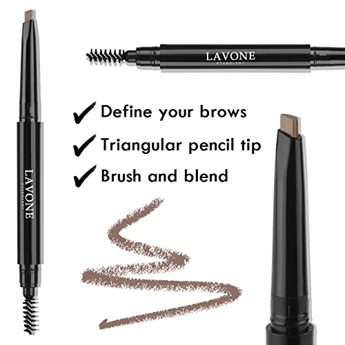 LAVONE Waterproof Taupe Eyebrow Stamp Pencil Kit with Pomade and Brush - Image 3