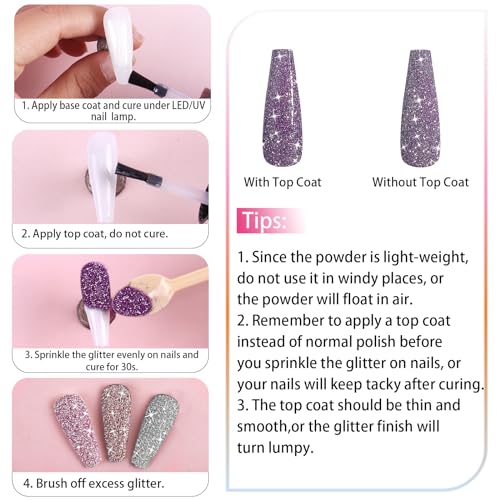 Laza 8 Color Nail Powder Set Holographic Glitter for Acrylic Nail Art Decoration - Image 6