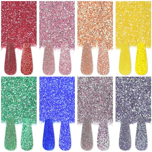 Laza 8 Color Nail Powder Set Holographic Glitter for Acrylic Nail Art Decoration - Image 3