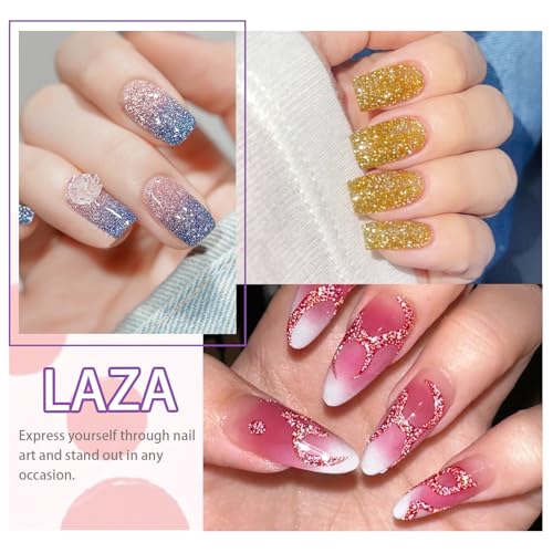 Laza 8 Color Nail Powder Set Holographic Glitter for Acrylic Nail Art Decoration - Image 4