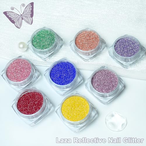 Laza 8 Color Nail Powder Set Holographic Glitter for Acrylic Nail Art Decoration - Image 7
