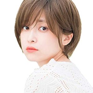 Leaf Short handmade short wig Medical Chemo wig, Hand Tied LaceFront, Synthetic Hair Wig for Blonde and Asian Women. Using Heat-stylable(Japanese popular medical(S, Dark Brown)