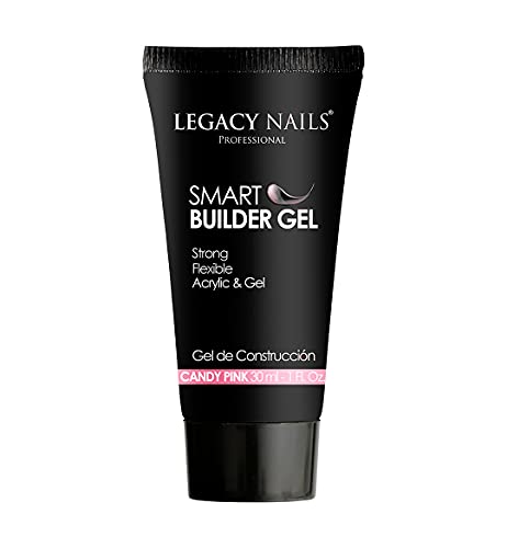 LEGACY NAILS SMART BUILDER GEL 1oz - Odor-Less, Full-Color Coverage, Advanced Viscosity Formula, Perfect for Sculpting Nail Extensions (Candy Pink)