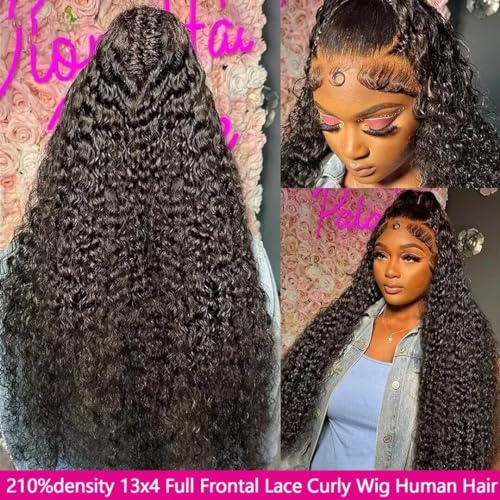 Lemoda Curly Wigs Human Hair 210% Density 13x4 HD Transparent Lace Full Frontal Wig Brazilian 12A Virgin Curly Lace Front Wig Human Hair for Black Women Deep Wave Frontal Wig Human Hair 24 inch - Image 2